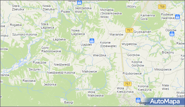 mapa Wierzbka, Wierzbka na mapie Targeo