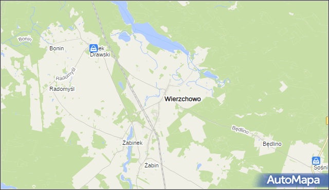 mapa Wierzchowo powiat drawski, Wierzchowo powiat drawski na mapie Targeo