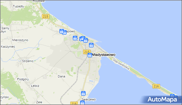mapa Władysławowo powiat pucki, Władysławowo powiat pucki na mapie Targeo