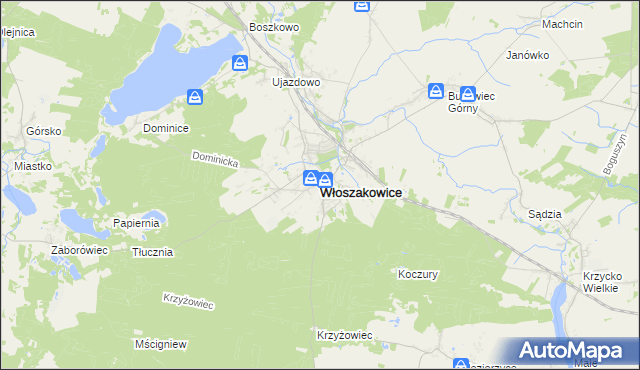 mapa Włoszakowice, Włoszakowice na mapie Targeo
