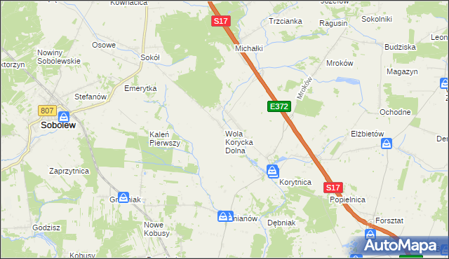 mapa Wola Korycka Dolna, Wola Korycka Dolna na mapie Targeo
