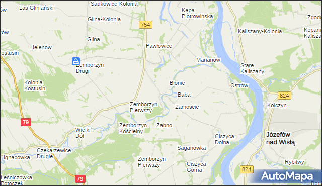 mapa Wola Pawłowska gmina Solec nad Wisłą, Wola Pawłowska gmina Solec nad Wisłą na mapie Targeo