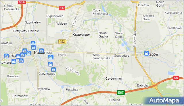 mapa Wola Zaradzyńska, Wola Zaradzyńska na mapie Targeo
