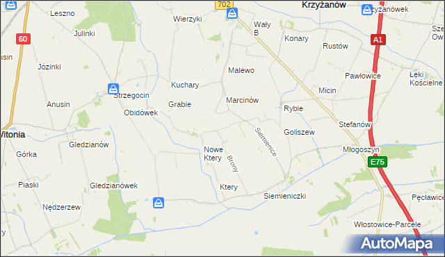 mapa Wyręby Siemienickie, Wyręby Siemienickie na mapie Targeo