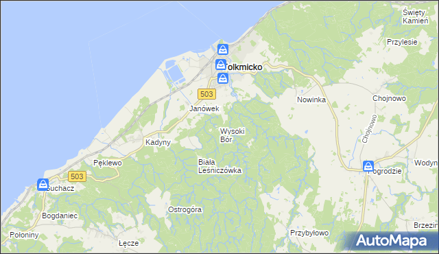 mapa Wysoki Bór, Wysoki Bór na mapie Targeo