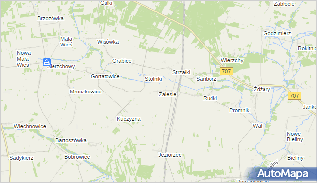 mapa Zalesie gmina Nowe Miasto nad Pilicą, Zalesie gmina Nowe Miasto nad Pilicą na mapie Targeo