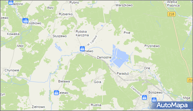 mapa Zamostne gmina Wejherowo, Zamostne gmina Wejherowo na mapie Targeo