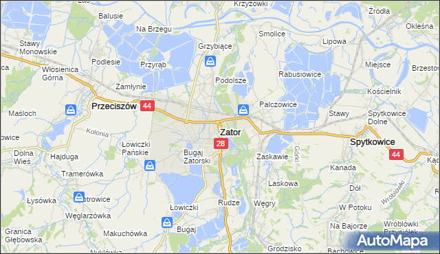mapa Zator powiat oświęcimski, Zator powiat oświęcimski na mapie Targeo