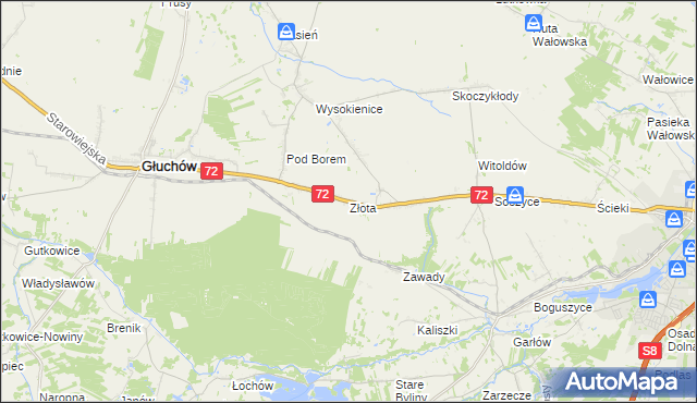 mapa Złota gmina Głuchów, Złota gmina Głuchów na mapie Targeo