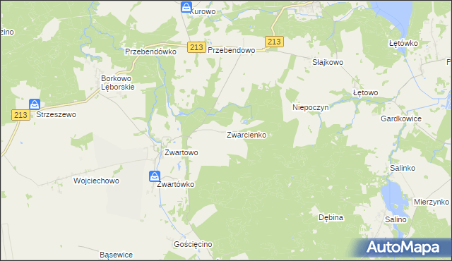 mapa Zwarcienko, Zwarcienko na mapie Targeo