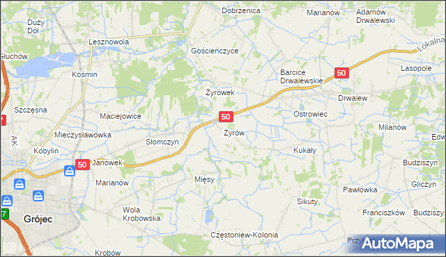 mapa Żyrów, Żyrów na mapie Targeo