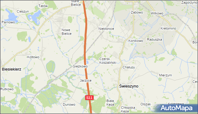 mapa Czersk Koszaliński, Czersk Koszaliński na mapie Targeo