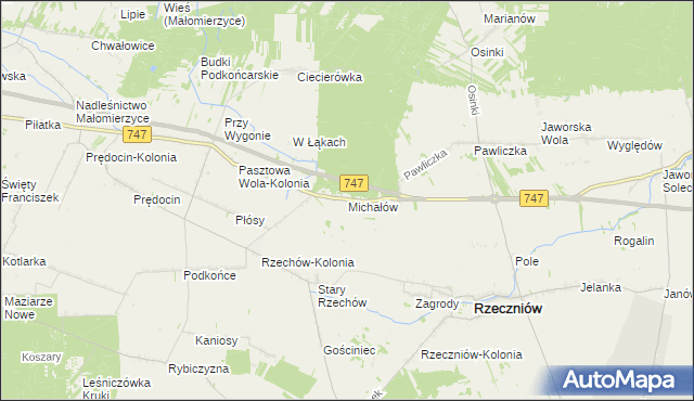 mapa Michałów gmina Rzeczniów, Michałów gmina Rzeczniów na mapie Targeo