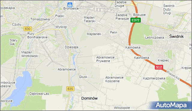 mapa Abramowice Prywatne, Abramowice Prywatne na mapie Targeo