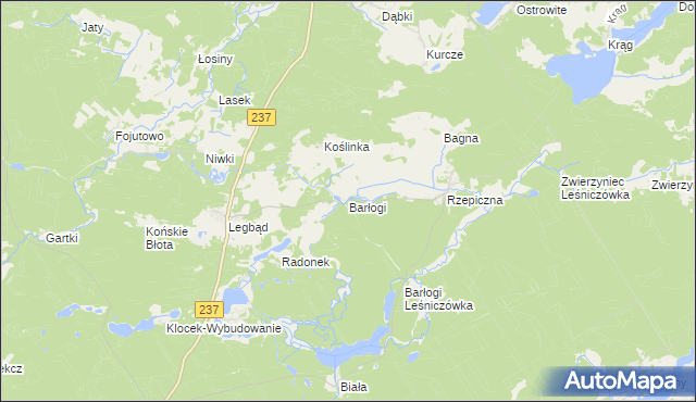 mapa Barłogi gmina Tuchola, Barłogi gmina Tuchola na mapie Targeo