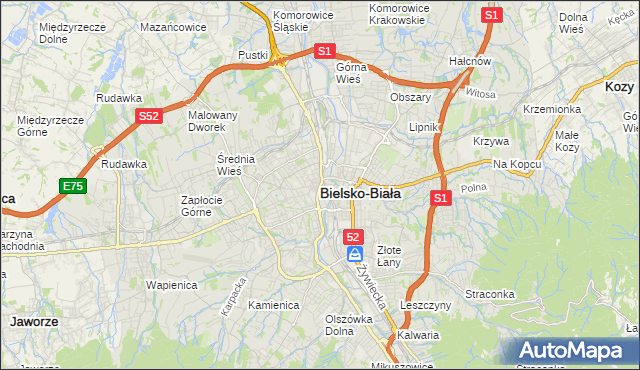 mapa Bielsko-Białej, Bielsko-Biała na mapie Targeo