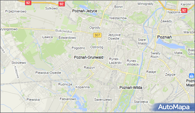 mapa Łazarz gmina Poznań, Łazarz gmina Poznań na mapie Targeo