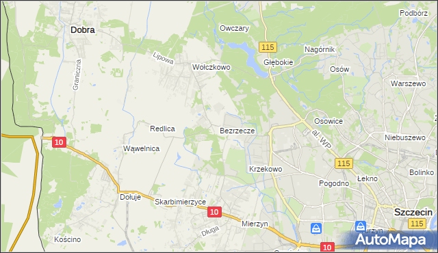 mapa Bezrzecze, Bezrzecze na mapie Targeo