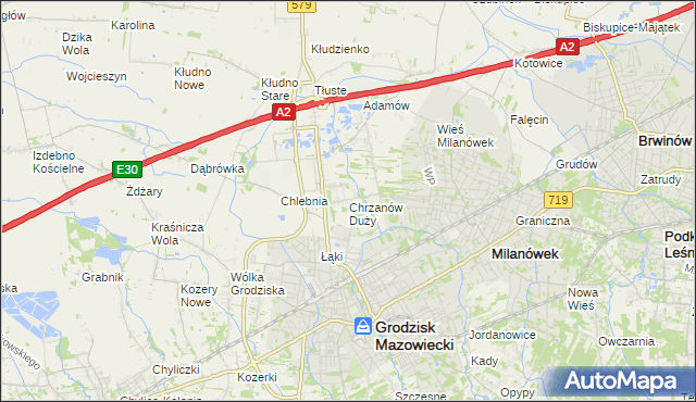 mapa Chrzanów Duży, Chrzanów Duży na mapie Targeo