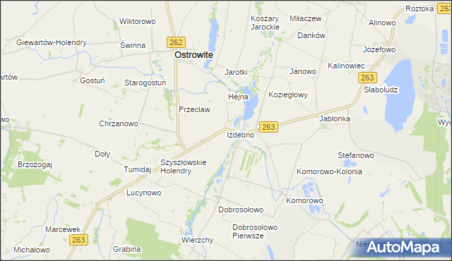 mapa Izdebno gmina Ostrowite, Izdebno gmina Ostrowite na mapie Targeo