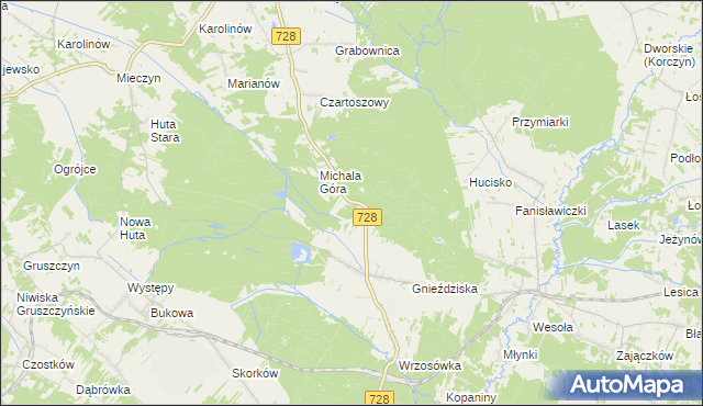 mapa Michala Góra Leśniczówka, Michala Góra Leśniczówka na mapie Targeo