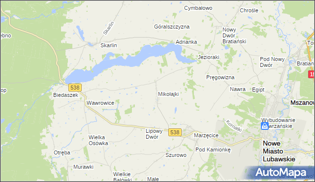 mapa Mikołajki gmina Kurzętnik, Mikołajki gmina Kurzętnik na mapie Targeo