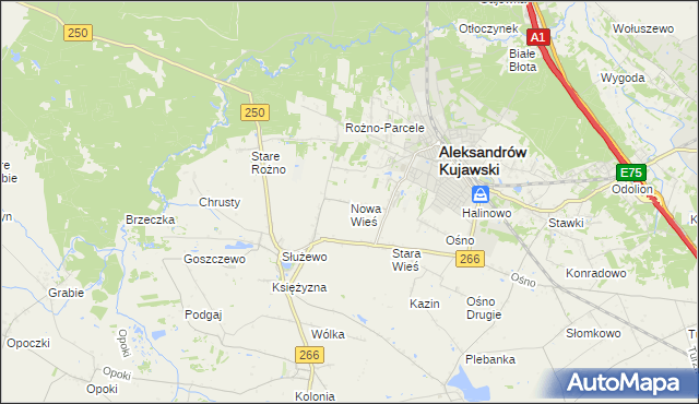 mapa Nowa Wieś gmina Aleksandrów Kujawski, Nowa Wieś gmina Aleksandrów Kujawski na mapie Targeo