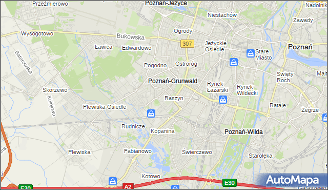 mapa Raszyn gmina Poznań, Raszyn gmina Poznań na mapie Targeo