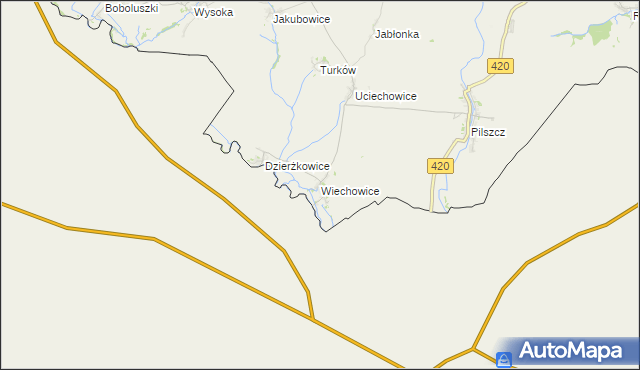 mapa Wiechowice, Wiechowice na mapie Targeo