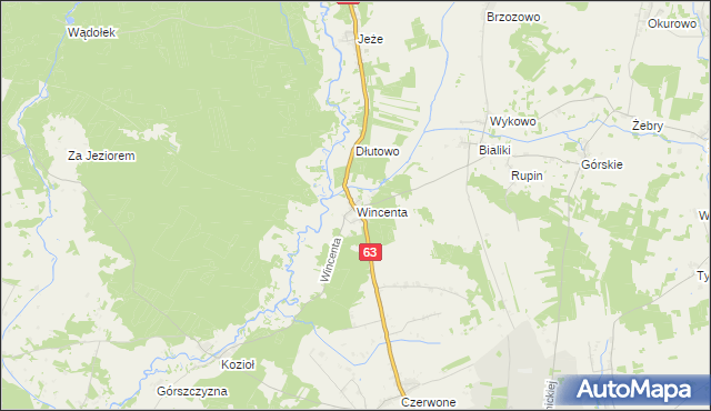 mapa Wincenta, Wincenta na mapie Targeo