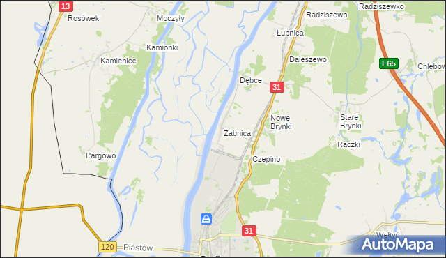 mapa Żabnica gmina Gryfino, Żabnica gmina Gryfino na mapie Targeo