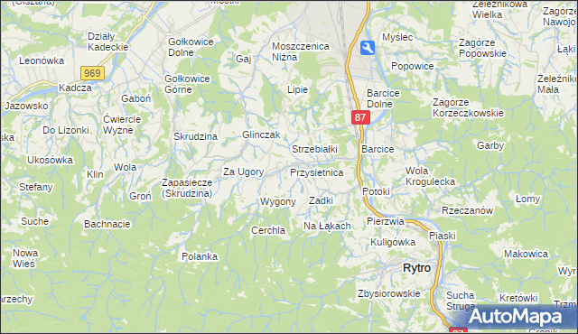 mapa Przysietnica gmina Stary Sącz, Przysietnica gmina Stary Sącz na mapie Targeo