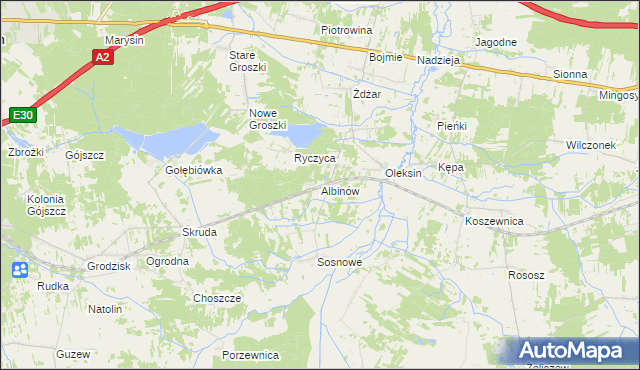 mapa Albinów gmina Kotuń, Albinów gmina Kotuń na mapie Targeo