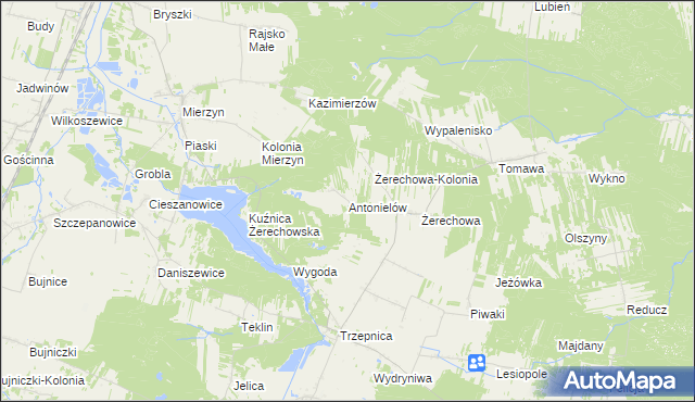 mapa Antonielów gmina Łęki Szlacheckie, Antonielów gmina Łęki Szlacheckie na mapie Targeo