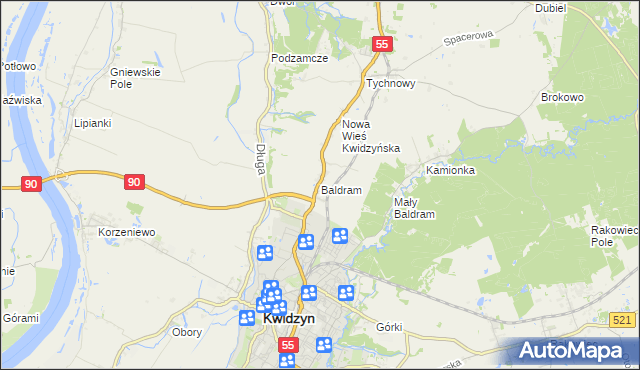 mapa Baldram, Baldram na mapie Targeo