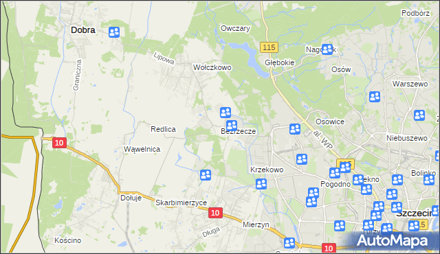 mapa Bezrzecze, Bezrzecze na mapie Targeo