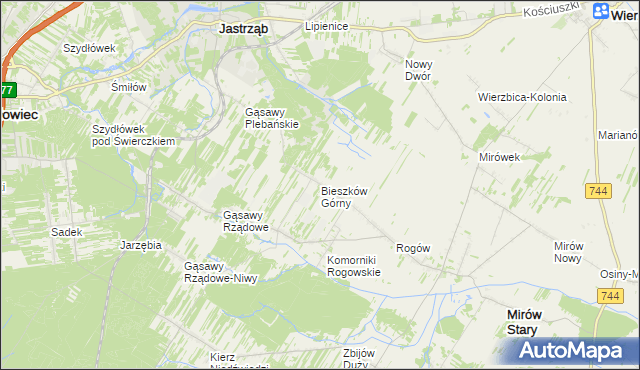 mapa Bieszków Górny, Bieszków Górny na mapie Targeo