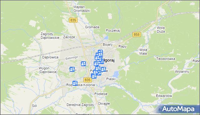 mapa Biłgoraj, Biłgoraj na mapie Targeo