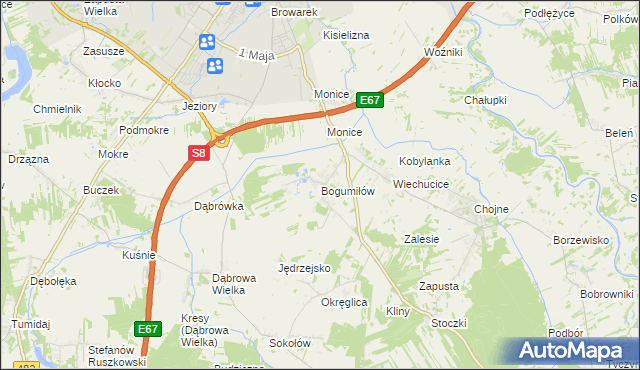 mapa Bogumiłów gmina Sieradz, Bogumiłów gmina Sieradz na mapie Targeo