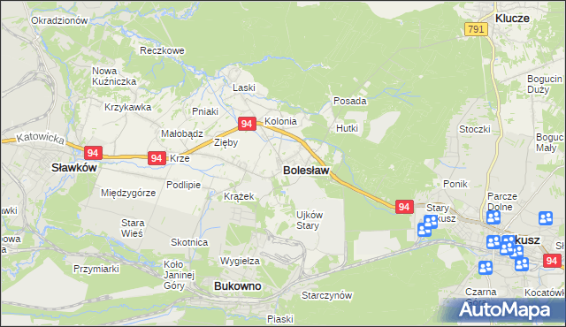 mapa Bolesław powiat olkuski, Bolesław powiat olkuski na mapie Targeo