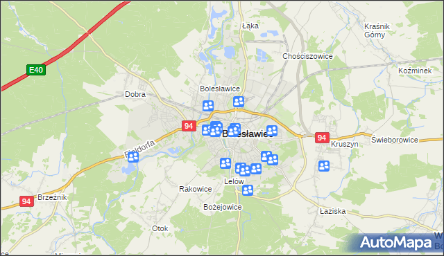 mapa Bolesławca, Bolesławiec na mapie Targeo