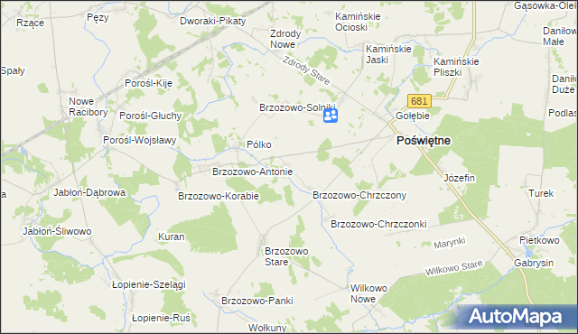 mapa Brzozowo-Chabdy, Brzozowo-Chabdy na mapie Targeo