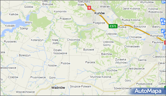 mapa Bukowie gmina Kunów, Bukowie gmina Kunów na mapie Targeo