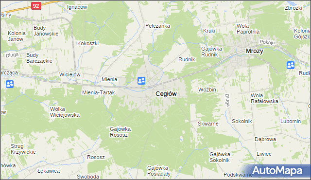 mapa Cegłów powiat miński, Cegłów powiat miński na mapie Targeo