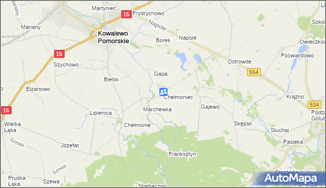 mapa Chełmoniec, Chełmoniec na mapie Targeo
