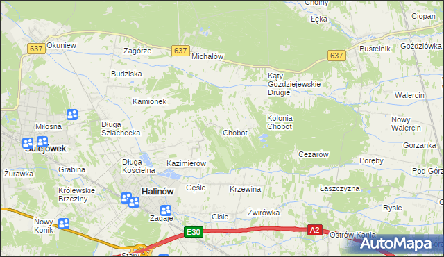 mapa Chobot gmina Halinów, Chobot gmina Halinów na mapie Targeo