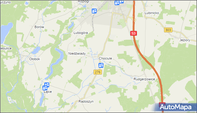 mapa Chociule, Chociule na mapie Targeo