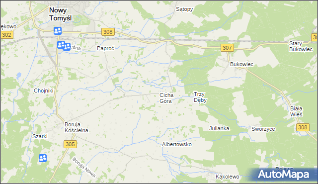 mapa Cicha Góra, Cicha Góra na mapie Targeo