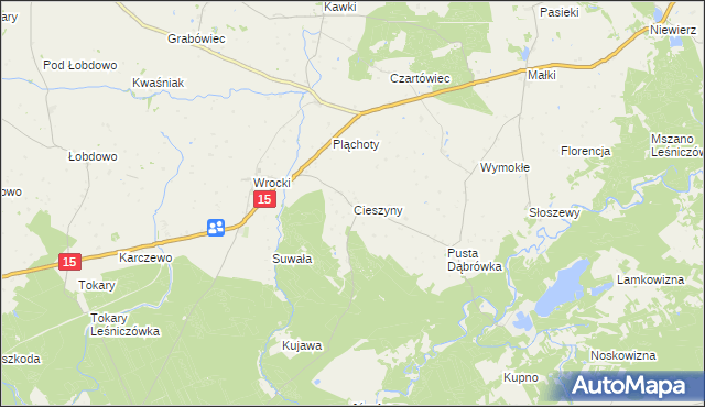 mapa Cieszyny gmina Golub-Dobrzyń, Cieszyny gmina Golub-Dobrzyń na mapie Targeo
