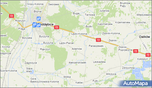 mapa Ciężków gmina Poddębice, Ciężków gmina Poddębice na mapie Targeo
